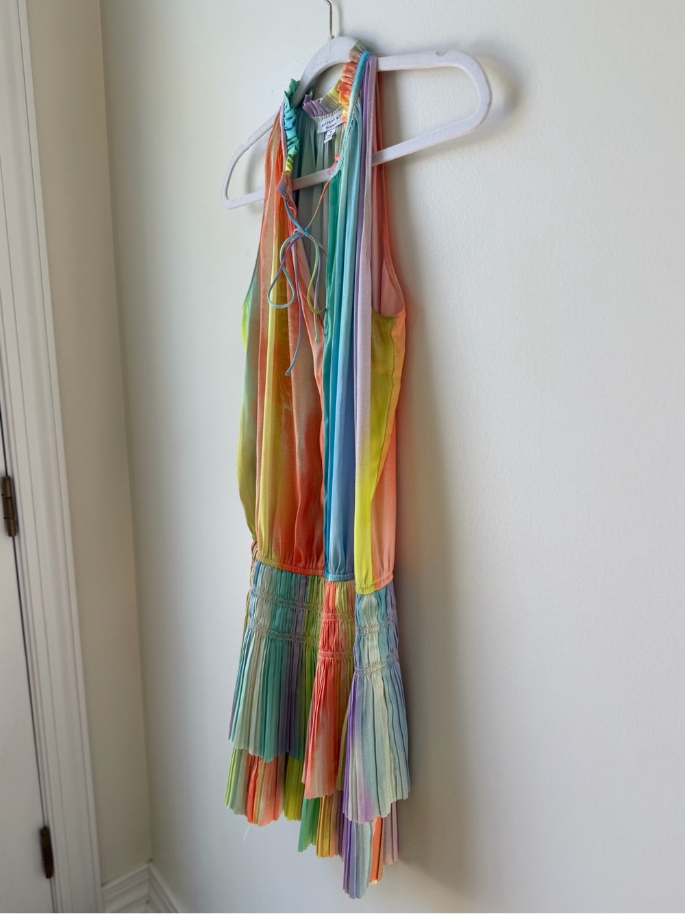 Current Air Cara Pleated Mini Dress Pastel Rainbow Colorful Size Medium Swing - Picture 9 of 16